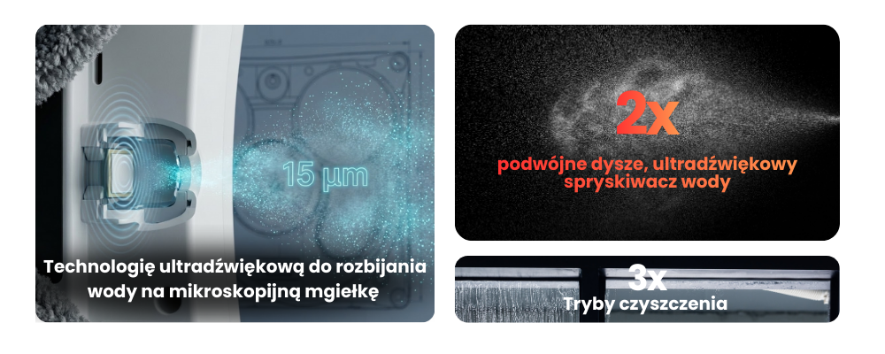 OX Glass Pro 3 Elite - Automatyczny system ultradźwiękowego spryskiwania i tryby czyszczenia