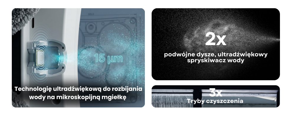 OX Glass Pro 3 Plus - Podwójny system ultradźwiękowego natrysku (Double Spray)